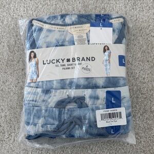 Lucky Brand Ladies’ Blue Tie-Dye Sleepwear Set, 4 Pieces, Large, NWT